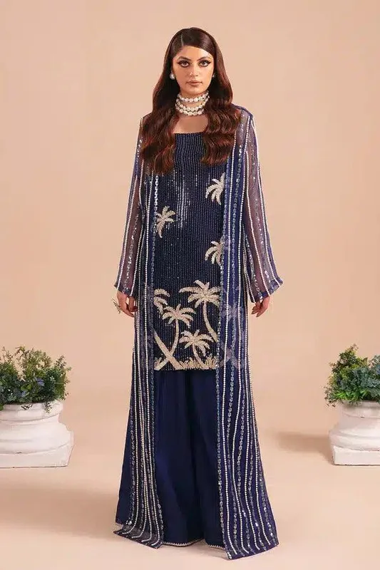 Vanya Mishri Exclusive Wedding 23 Blue Organza – view 1 – Poshaq