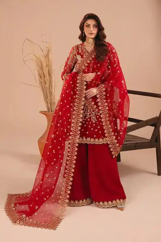 Vanya Mishri Exclusive Wedding 23 Red Organza – view 1 – Poshaq