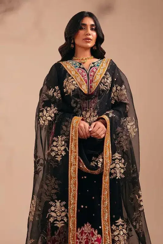 Vanya Mishri Exclusive Wedding 23 Black Raw Silk – view 1 – Poshaq