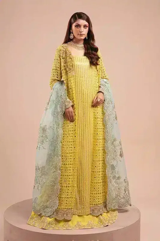 Vanya Mishri Exclusive Wedding 23 Yellow Raw Silk – view 1 – Poshaq
