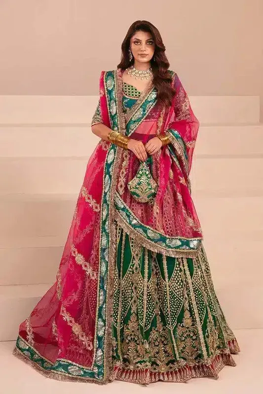 Vanya Mishri Exclusive Wedding 23 Green Raw Silk – view 1 – Poshaq