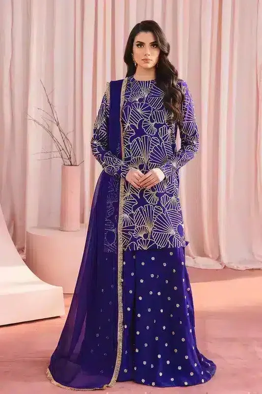 Vanya Dolce Luxury Formal 23 Blue Raw Silk – view 1 – Poshaq
