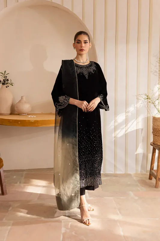 Vanya Velvet Formals 24 Black Raw Silk – view 1 – Poshaq