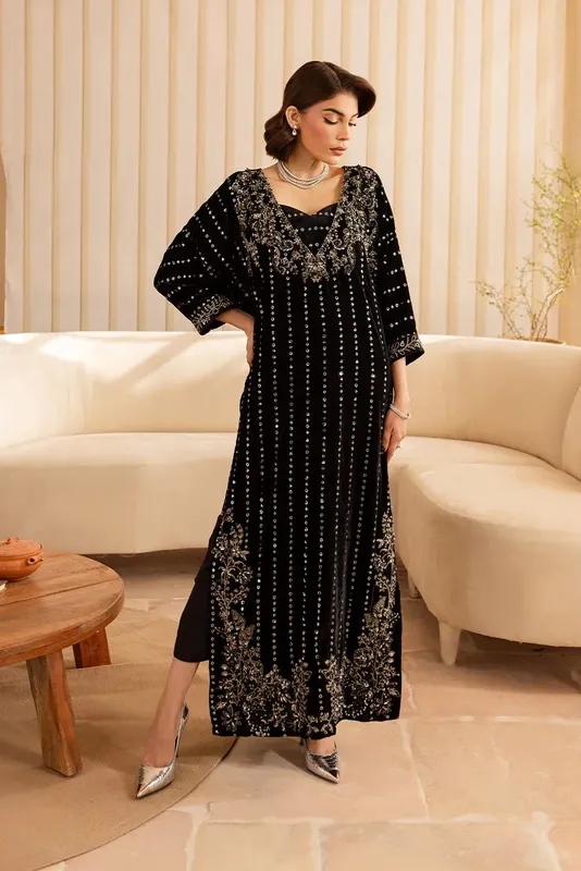 Vanya Velvet Formals 24 Black Raw Silk – view 1 – Poshaq