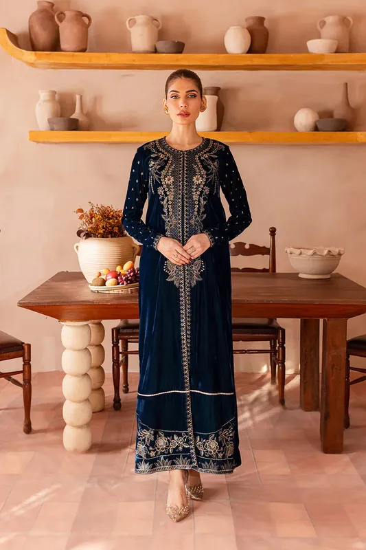 Vanya Velvet Formals 24 Navy Raw Silk – view 1 – Poshaq