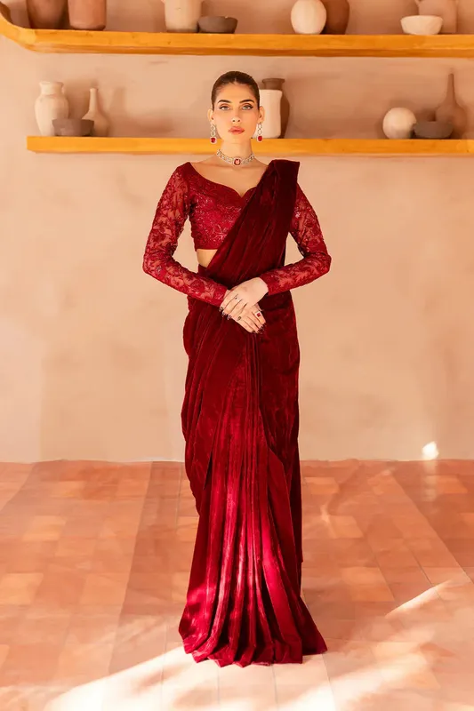 Vanya Velvet Formals 24 Red Raw Silk – view 1 – Poshaq