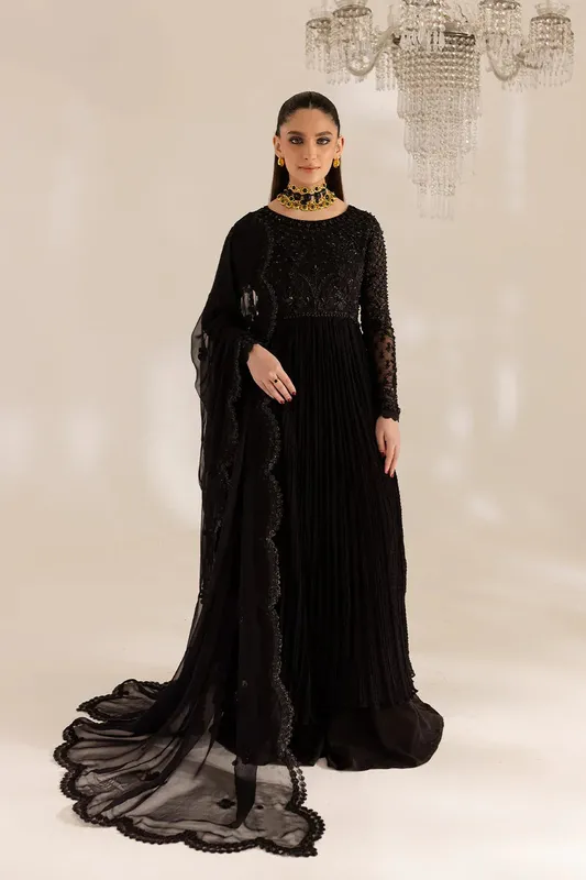 Vanya Gulraz Formals Black Chiffon – view 1 – Poshaq
