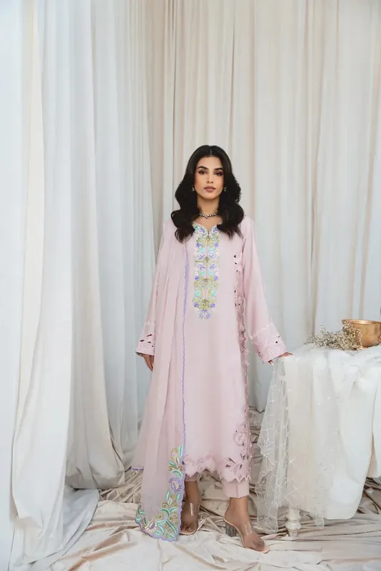 Vintage Eid Edit 24 Pink Cotton – view 1 – Poshaq