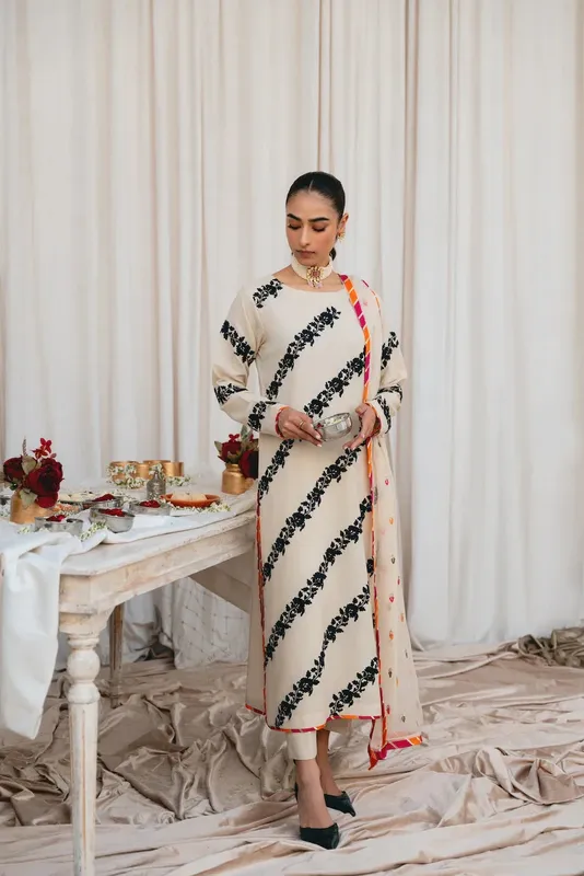 Vintage Eid Edit 24 Off White Lawn – view 1 – Poshaq