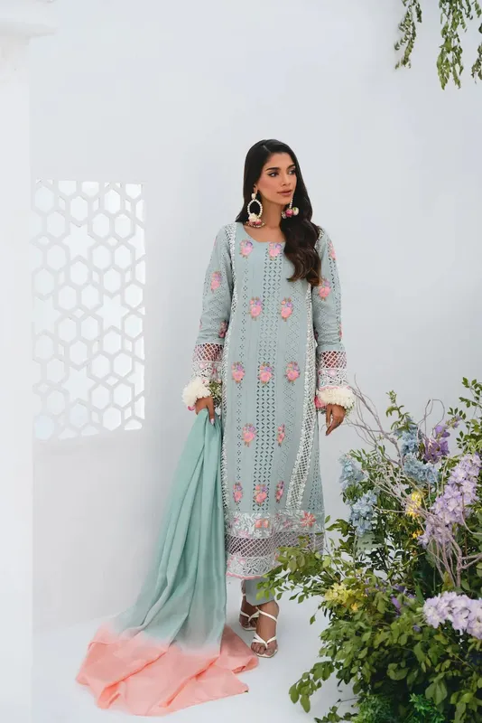 Vintage Eid Edit 24 Sea Green Organza – view 1 – Poshaq