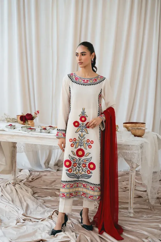 Vintage Eid Edit 24 Off White Lawn – view 1 – Poshaq