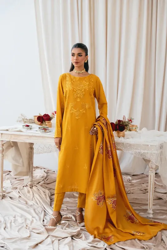 Vintage Eid Edit 24 Mustard Silk – view 1 – Poshaq