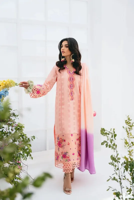 Vintage Eid Edit 24 Peach Organza – view 1 – Poshaq