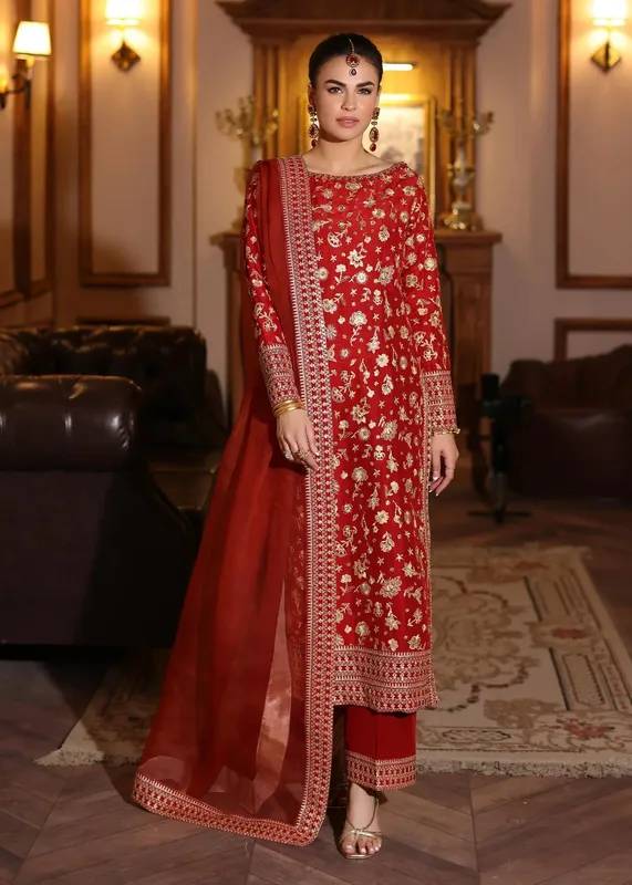 Waqas Shah Meh-E-Nur Beige Raw Silk – view 1 – Poshaq