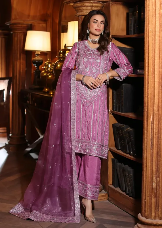 Waqas Shah Meh-E-Nur Lilac Raw Silk – view 1 – Poshaq