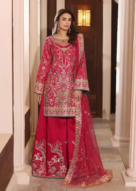 Waqas Shah Meh-E-Nur Pink Raw Silk – view 1 – Poshaq