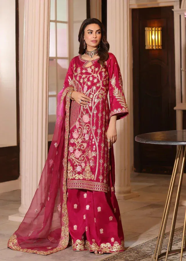 Waqas Shah Meh-E-Nur Magenta Raw Silk – view 3 – Poshaq