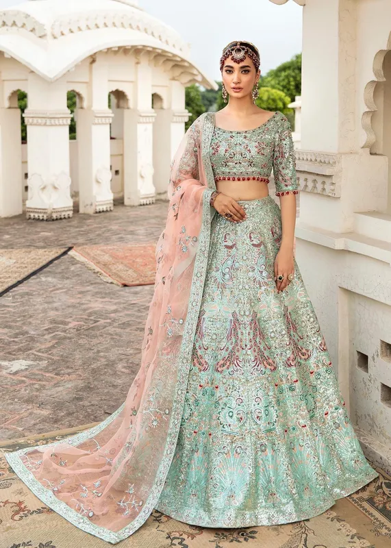 Waqas Shah Taj Mahal Peach Organza – view 1 – Poshaq