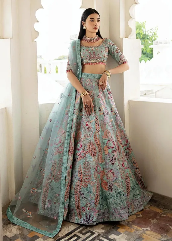 Waqas Shah Taj Mahal Blue Organza – view 1 – Poshaq
