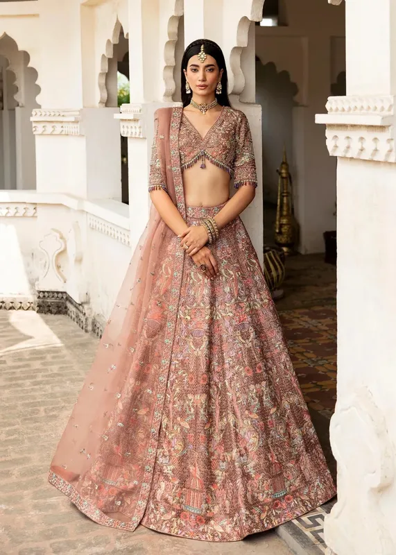 Waqas Shah Taj Mahal Brown Net – view 1 – Poshaq