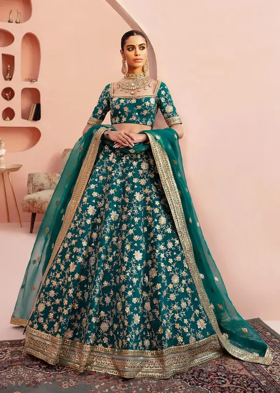 Waqas Shah Madhubala Green Raw Silk – view 1 – Poshaq