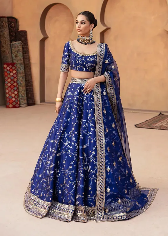 Waqas Shah Madhubala Blue Raw Silk – view 1 – Poshaq