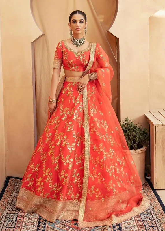 Waqas Shah Madhubala Orange Raw Silk – view 1 – Poshaq
