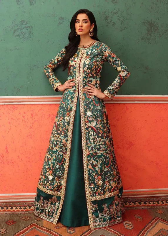 Waqas Shah Nur Jahan Fuchsia Raw Silk – view 1 – Poshaq