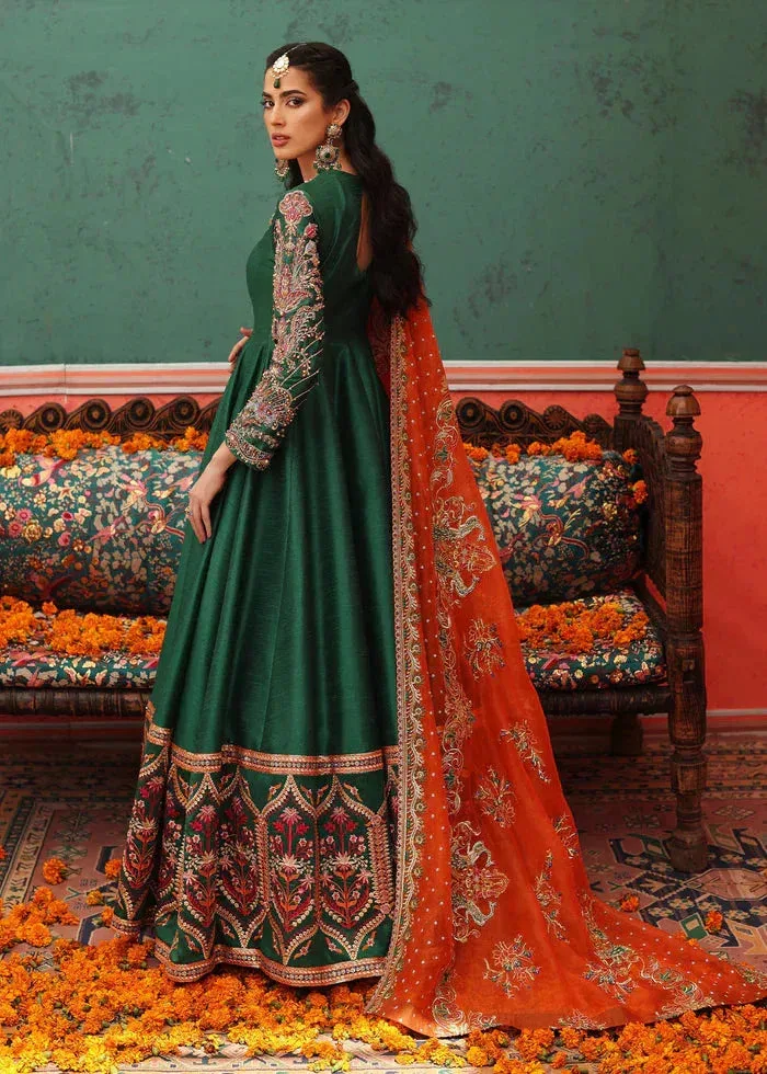 Waqas Shah Nur Jahan Green Raw Silk – view 2 – Poshaq