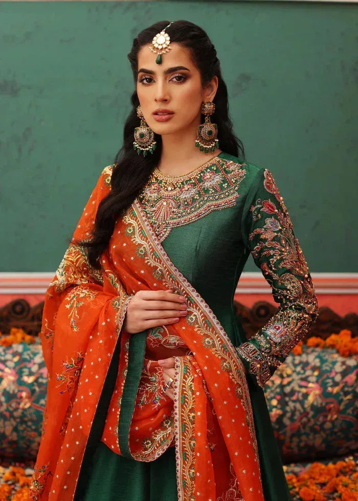 Waqas Shah Nur Jahan Green Raw Silk – view 3 – Poshaq