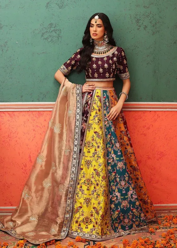 Waqas Shah Nur Jahan Maroon Raw Silk – view 1 – Poshaq