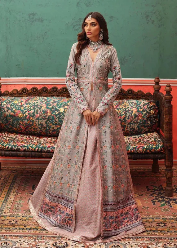 Waqas Shah Nur Jahan Fuchsia Raw Silk – view 1 – Poshaq