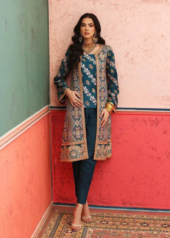 Waqas Shah Nur Jahan Fuchsia Raw Silk – view 1 – Poshaq