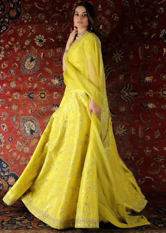 Waqas Shah Ishq Naama Yellow Raw Silk – view 1 – Poshaq
