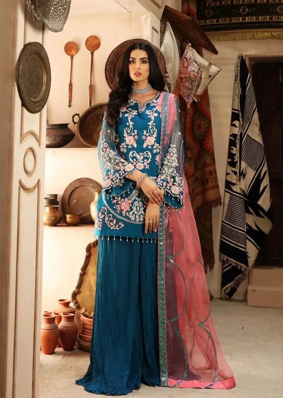Waqas Shah Ishq Naama Blue Organza – view 1 – Poshaq