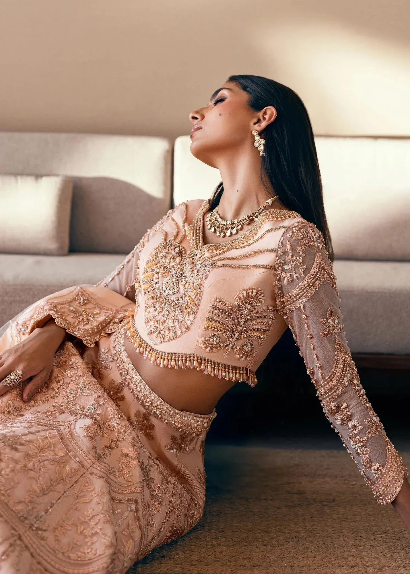 Waqas Shah Amariage Luxury Formals Peach Net – view 10 – Poshaq