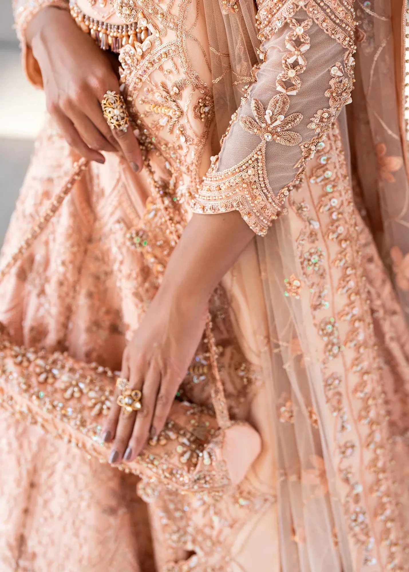 Waqas Shah Amariage Luxury Formals Peach Net – view 9 – Poshaq
