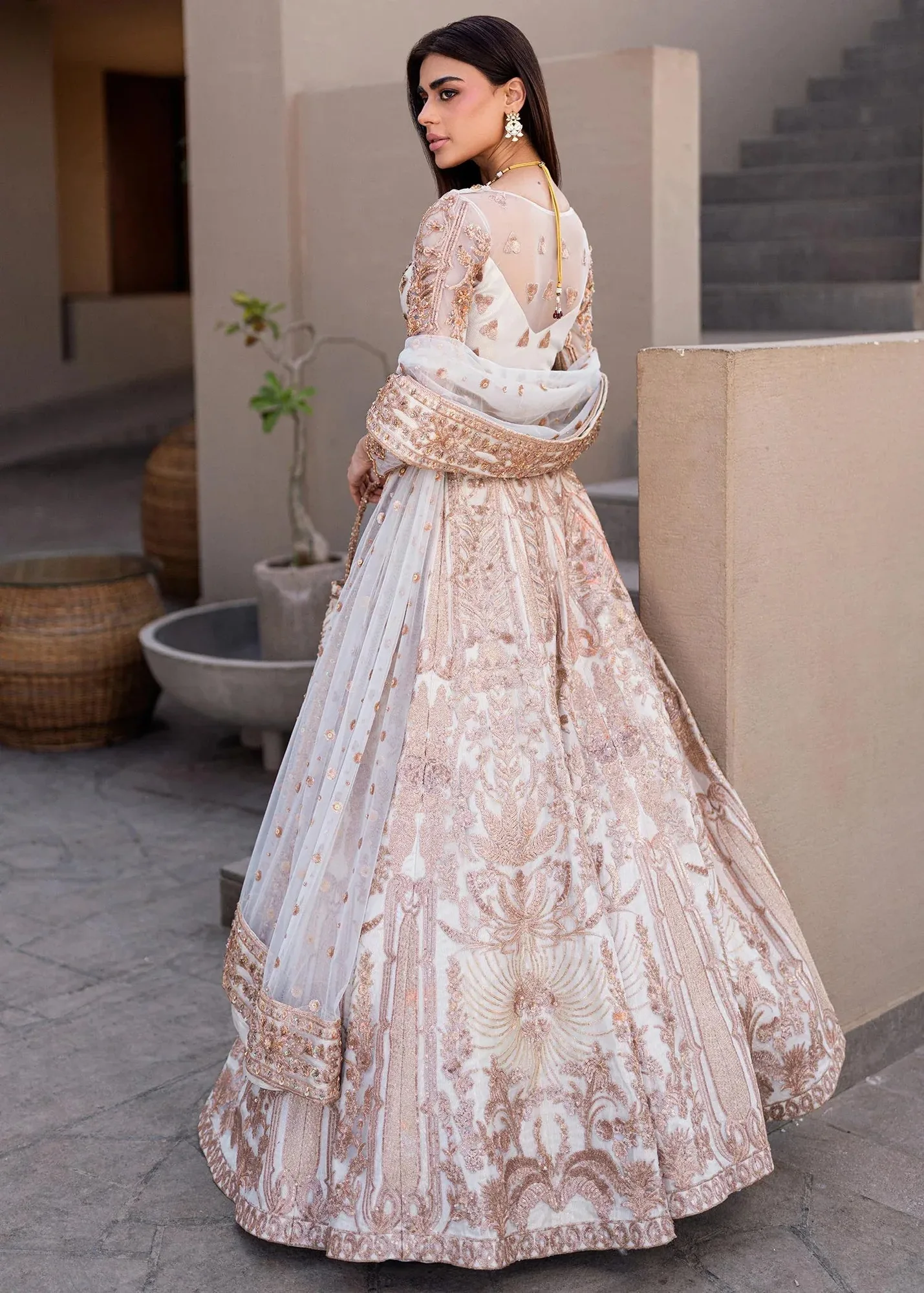 Waqas Shah Amariage Luxury Formals Off White Net – view 2 – Poshaq