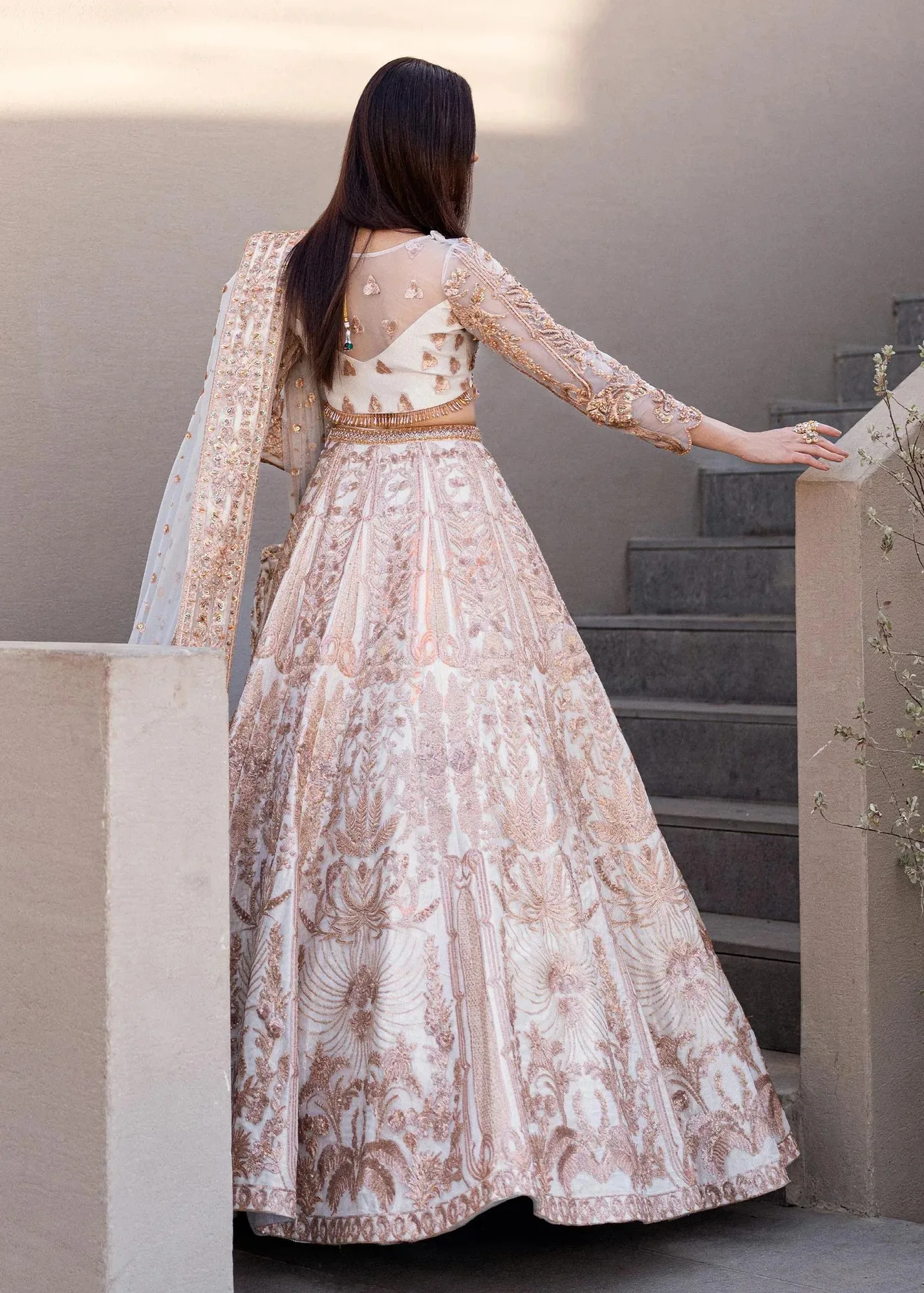 Waqas Shah Amariage Luxury Formals Off White Net – view 4 – Poshaq