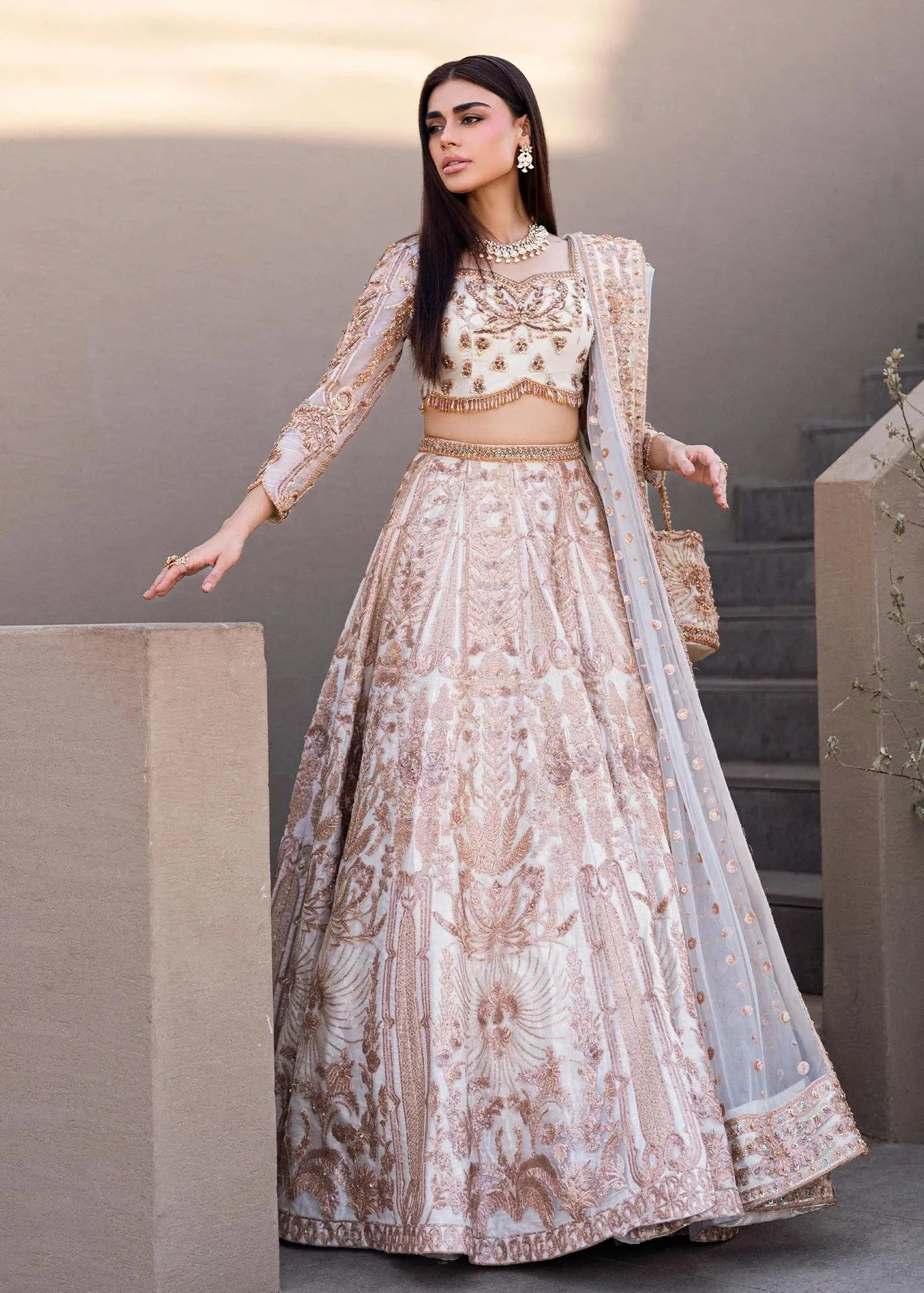 Waqas Shah Amariage Luxury Formals Off White Net – view 6 – Poshaq