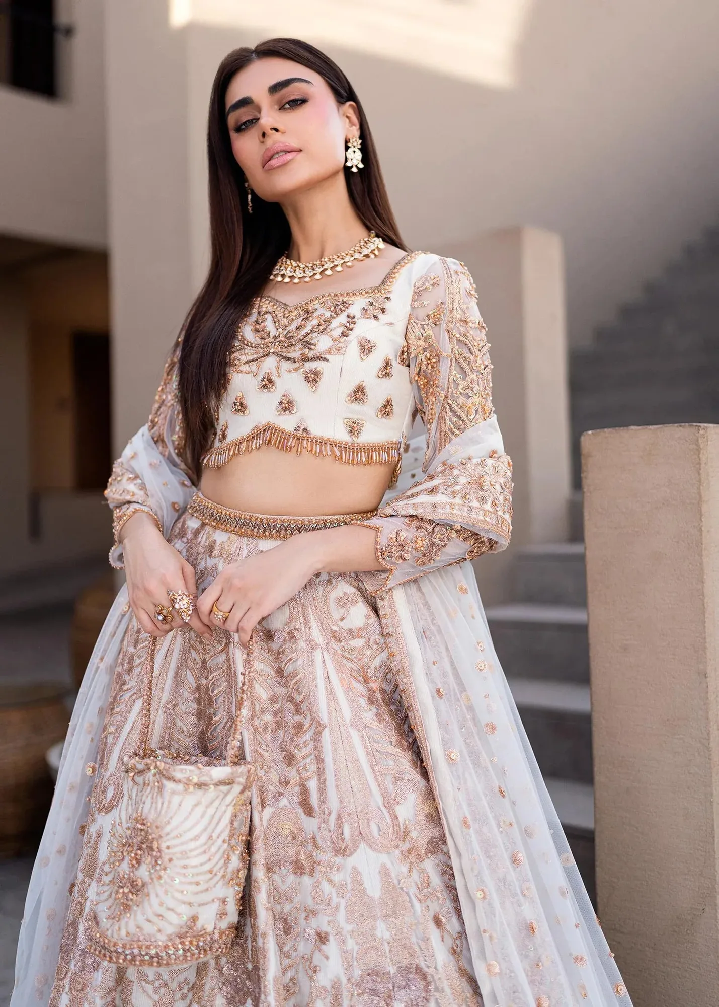 Waqas Shah Amariage Luxury Formals Off White Net – view 7 – Poshaq