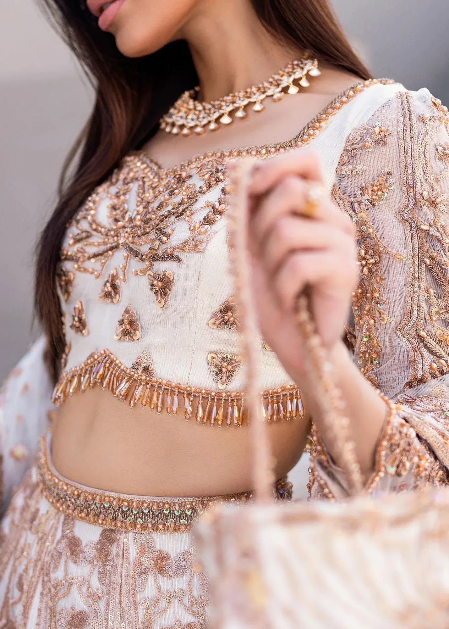 Waqas Shah Amariage Luxury Formals Off White Net – view 8 – Poshaq