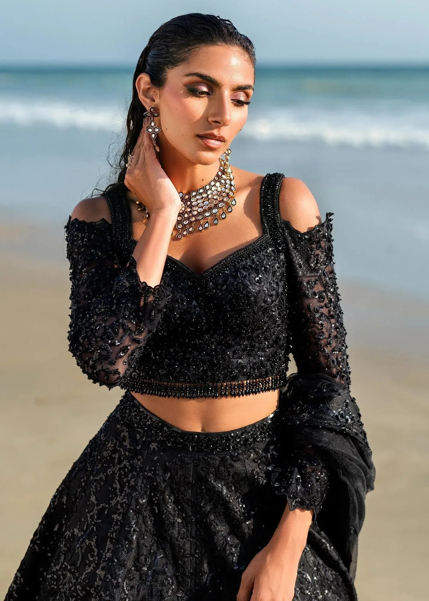 Waqas Shah Amariage Luxury Formals Black Net – view 3 – Poshaq