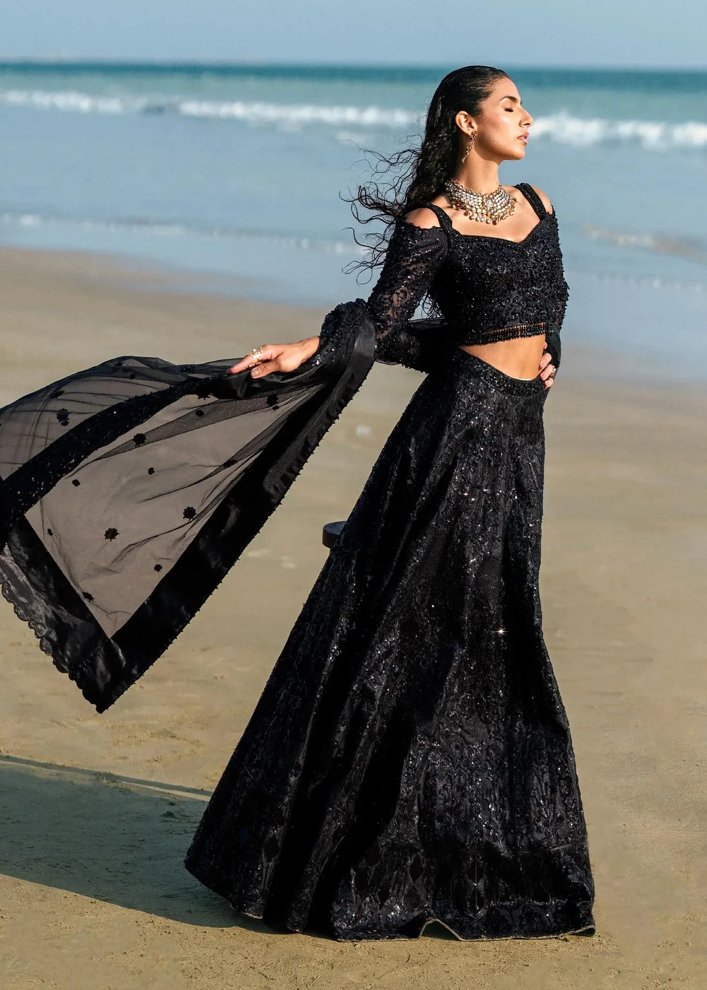 Waqas Shah Amariage Luxury Formals Black Net – view 4 – Poshaq
