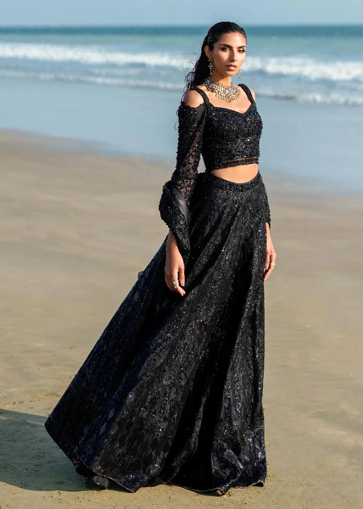 Waqas Shah Amariage Luxury Formals Black Net – view 5 – Poshaq