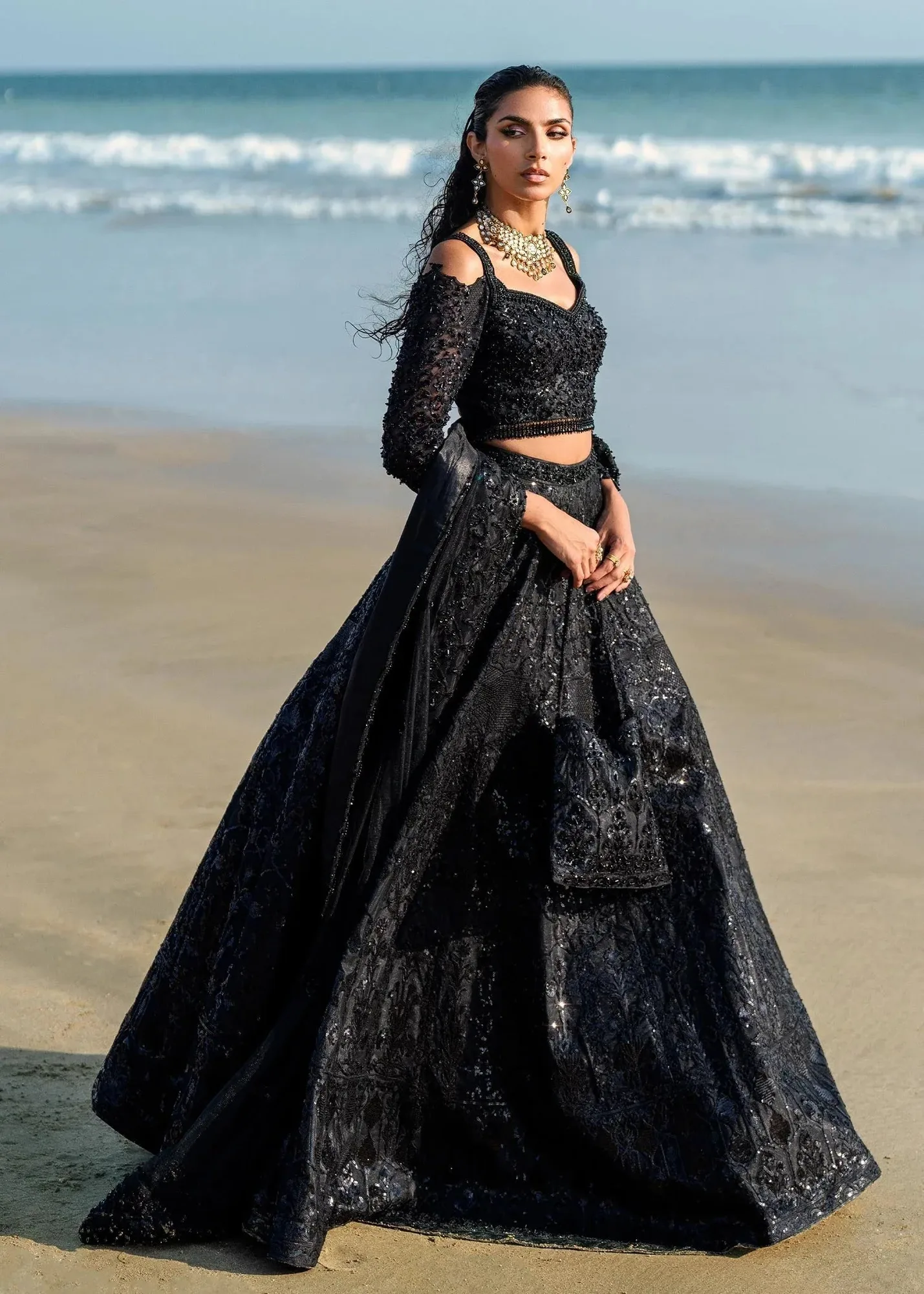Waqas Shah Amariage Luxury Formals Black Net – view 6 – Poshaq