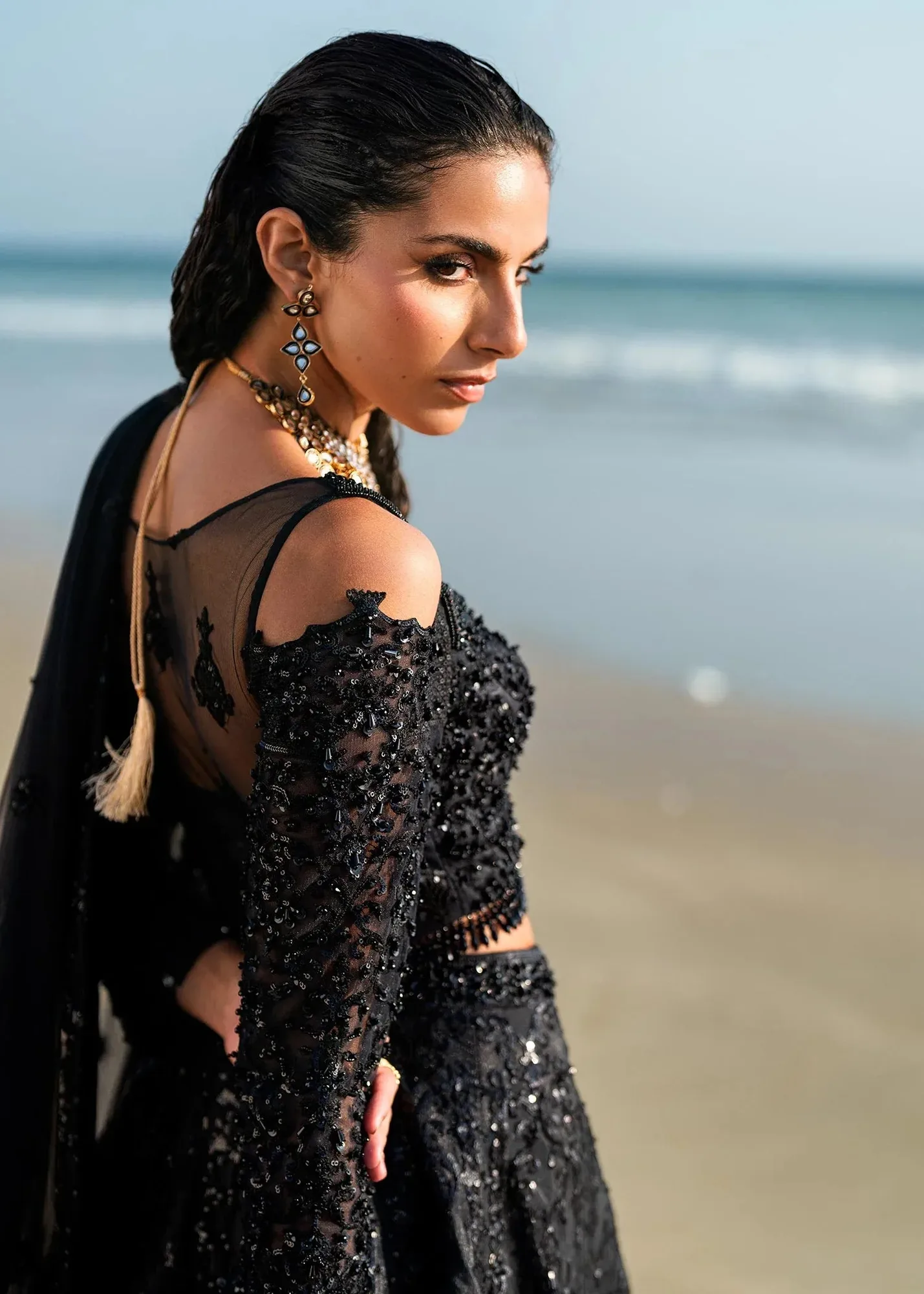 Waqas Shah Amariage Luxury Formals Black Net – view 7 – Poshaq