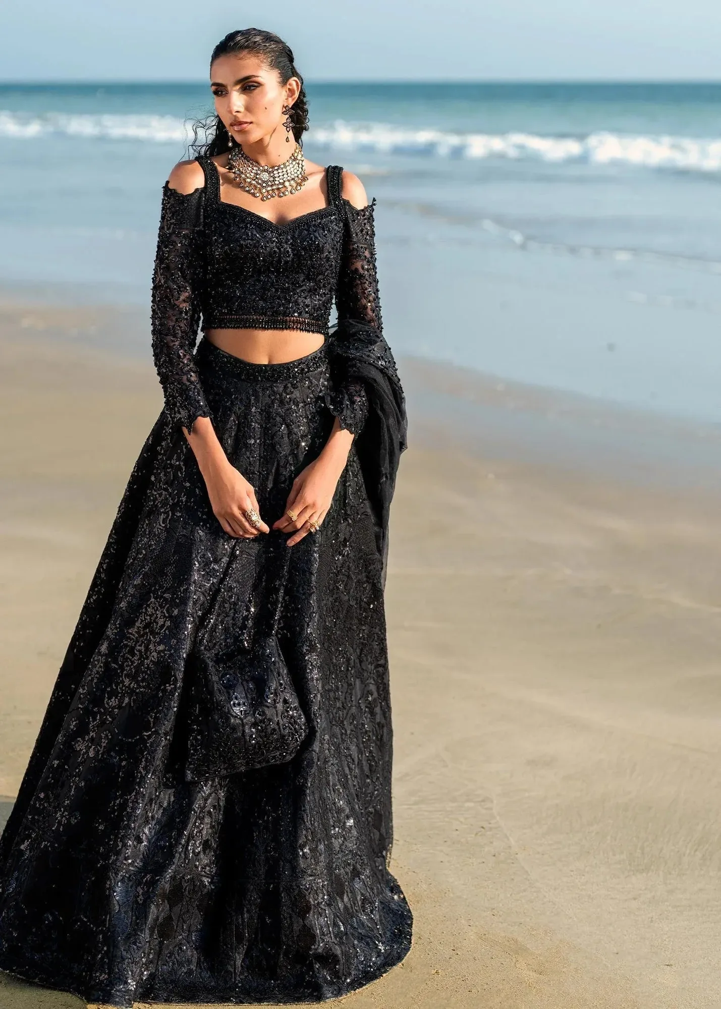 Waqas Shah Amariage Luxury Formals Black Net – view 8 – Poshaq