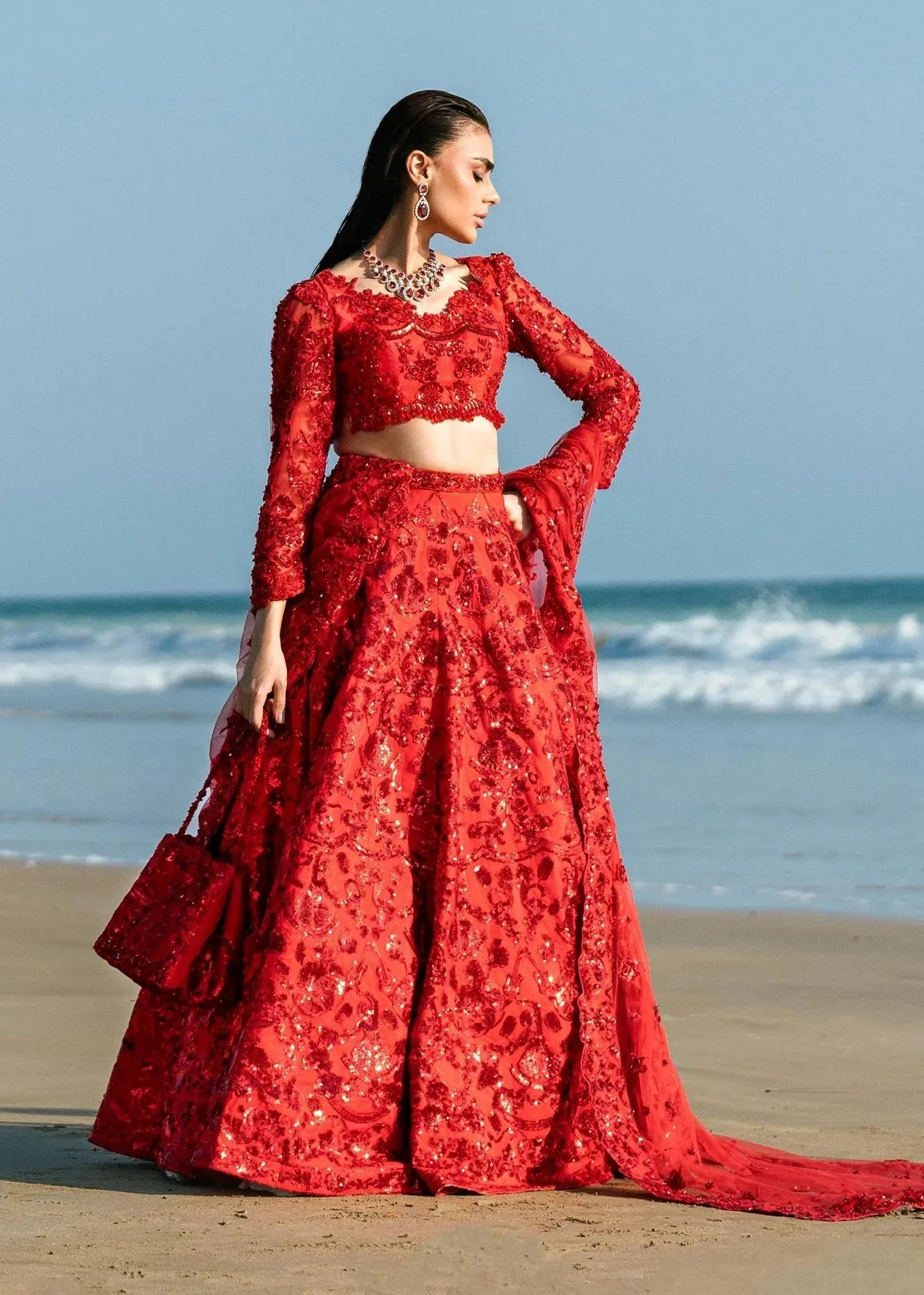 Waqas Shah Amariage Luxury Formals Red Net – view 5 – Poshaq