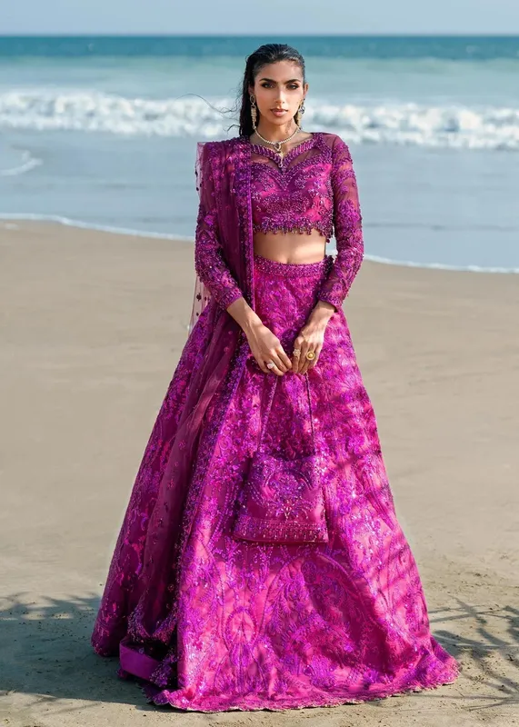 Waqas Shah Amariage Luxury Formals Magenta Net – view 1 – Poshaq